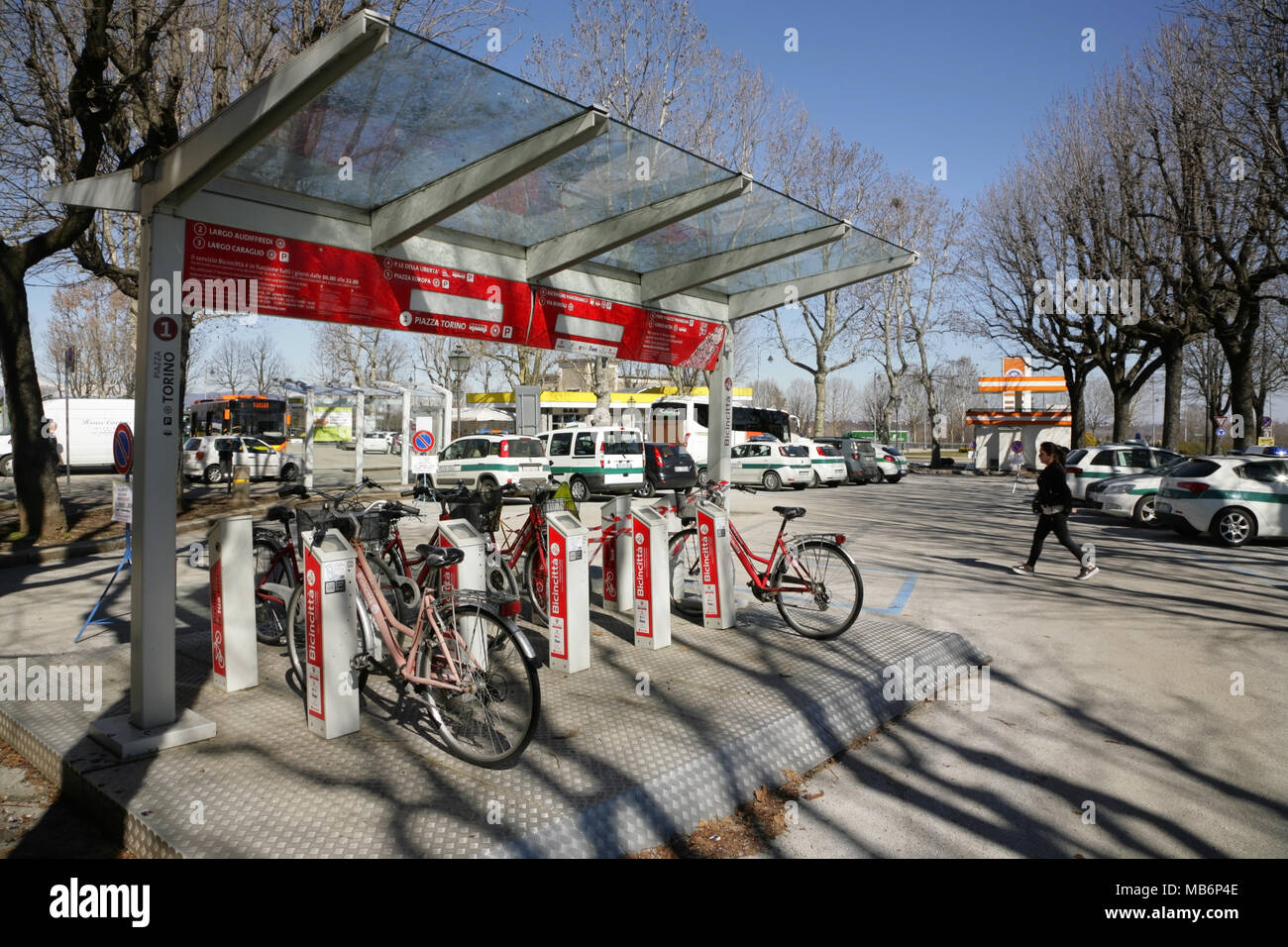 Zyklus Kostenteilung Fahrräder, Cuneo, Italien. Stockfoto