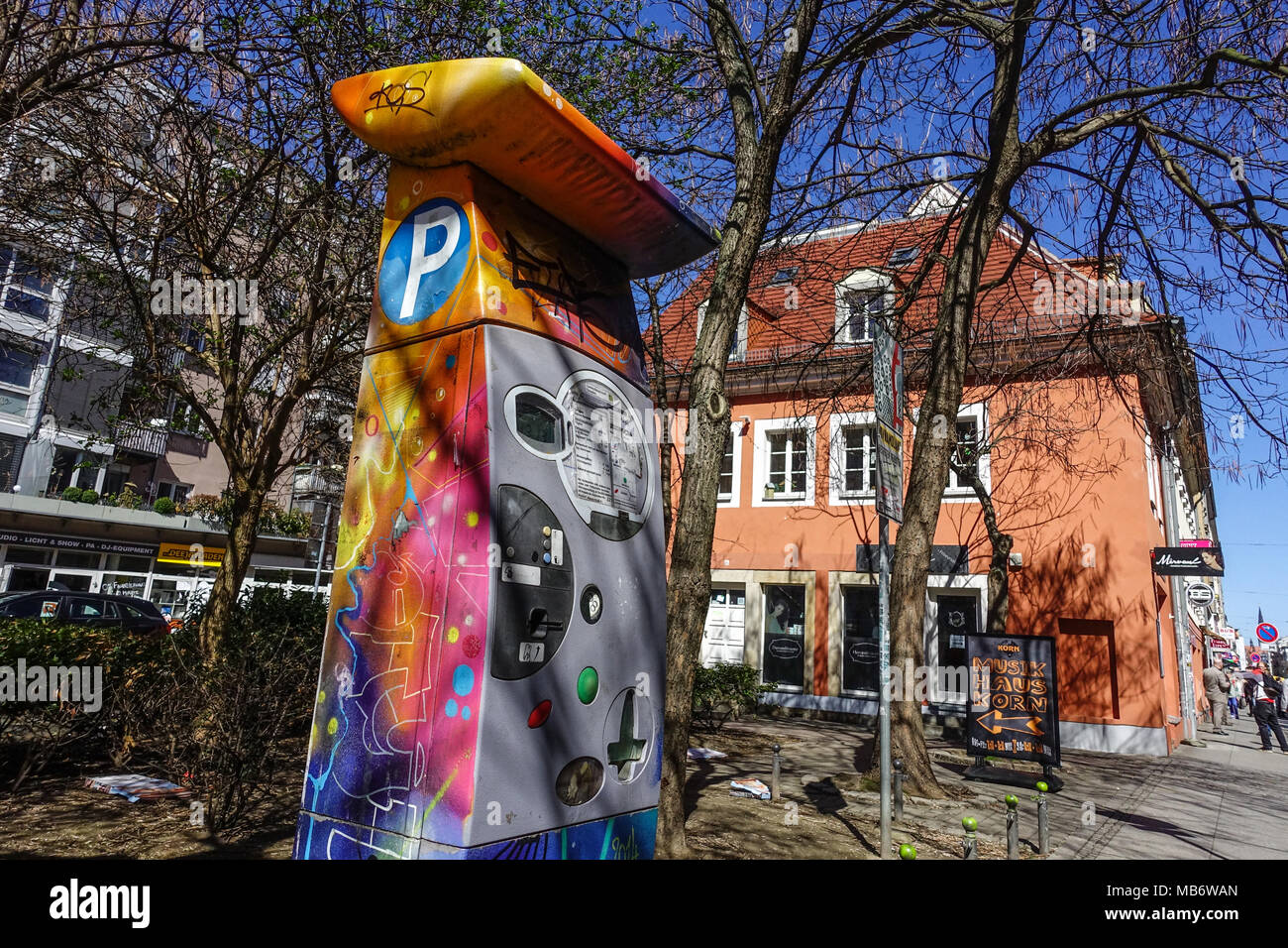 Parkplatz Spielautomat, Alaunstrasse. Dresden Neustadt Deutschland Stockfoto