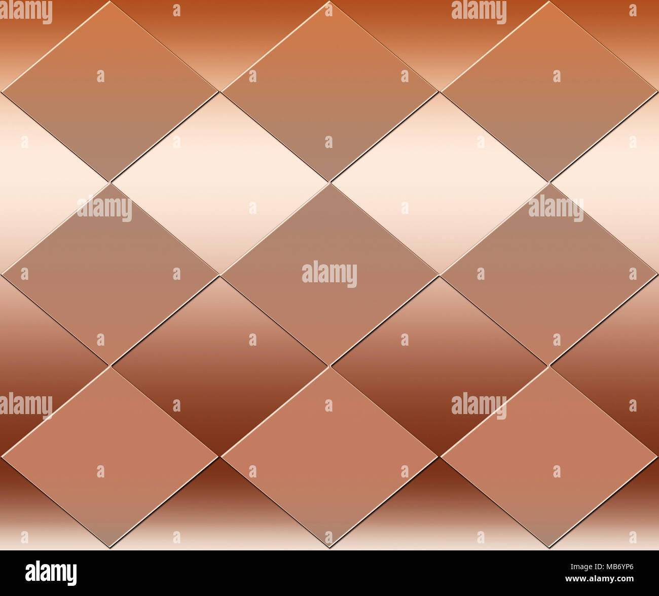 Abstrakte Rautenmuster Hintergrund in Kupfer metallic Stockfoto