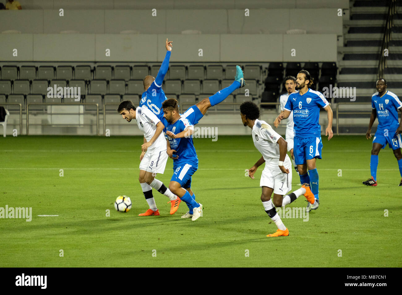 Al Sadd Al 9-1 Kharaitiyat am Jassim Bin Hamad Stadion. Stockfoto