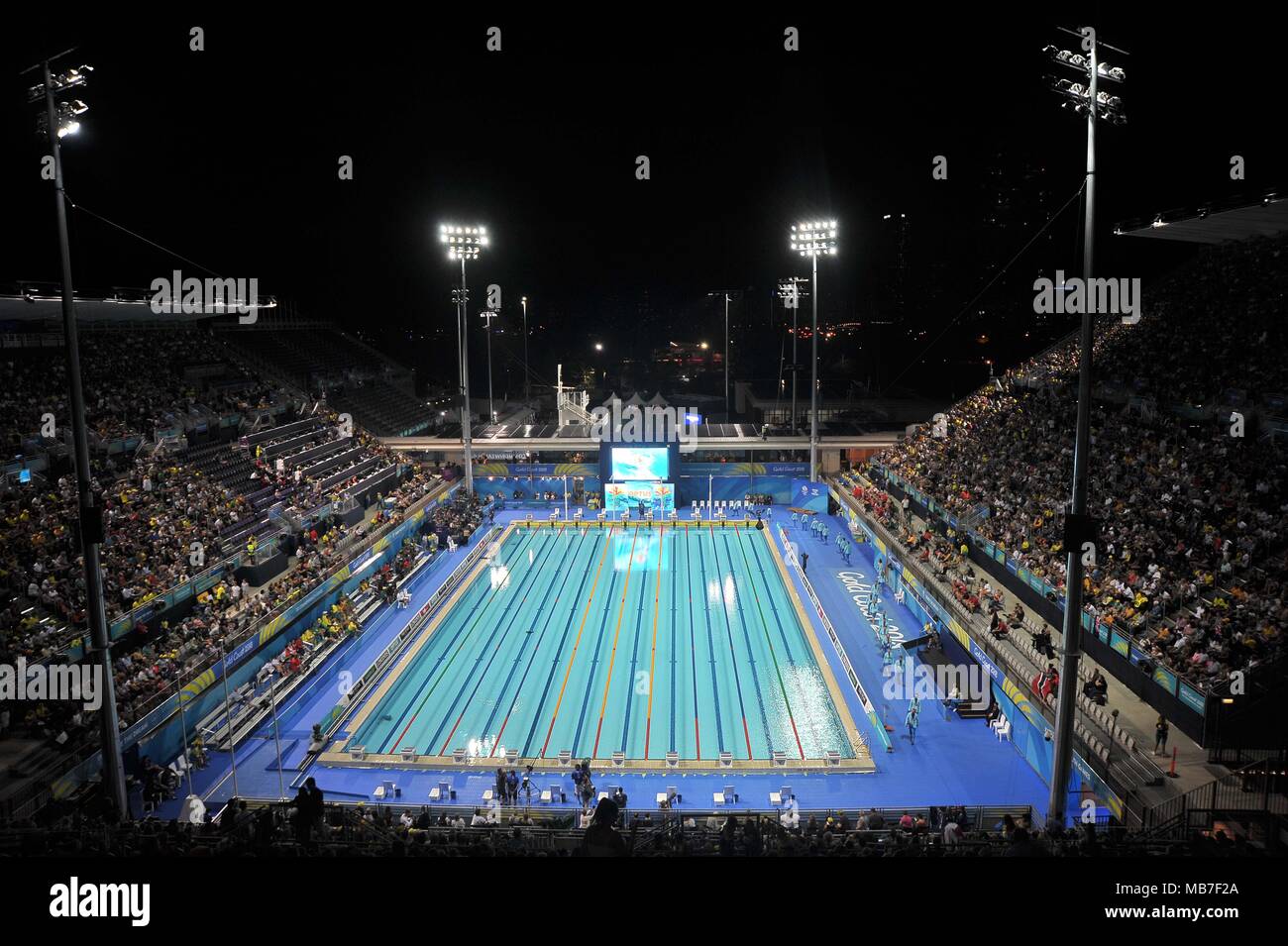 Queensland, Australien. 8. April 2018. GV (allgemeine Ansicht) der Aquatics Center oben aus dem Norden. Schwimmen. XXI Commonwealth Games. Optus Aquatic Centre. Gold Coast 2018. Queensland. Australien. 08/04/2018. Credit: Sport in Bildern/Alamy leben Nachrichten Stockfoto