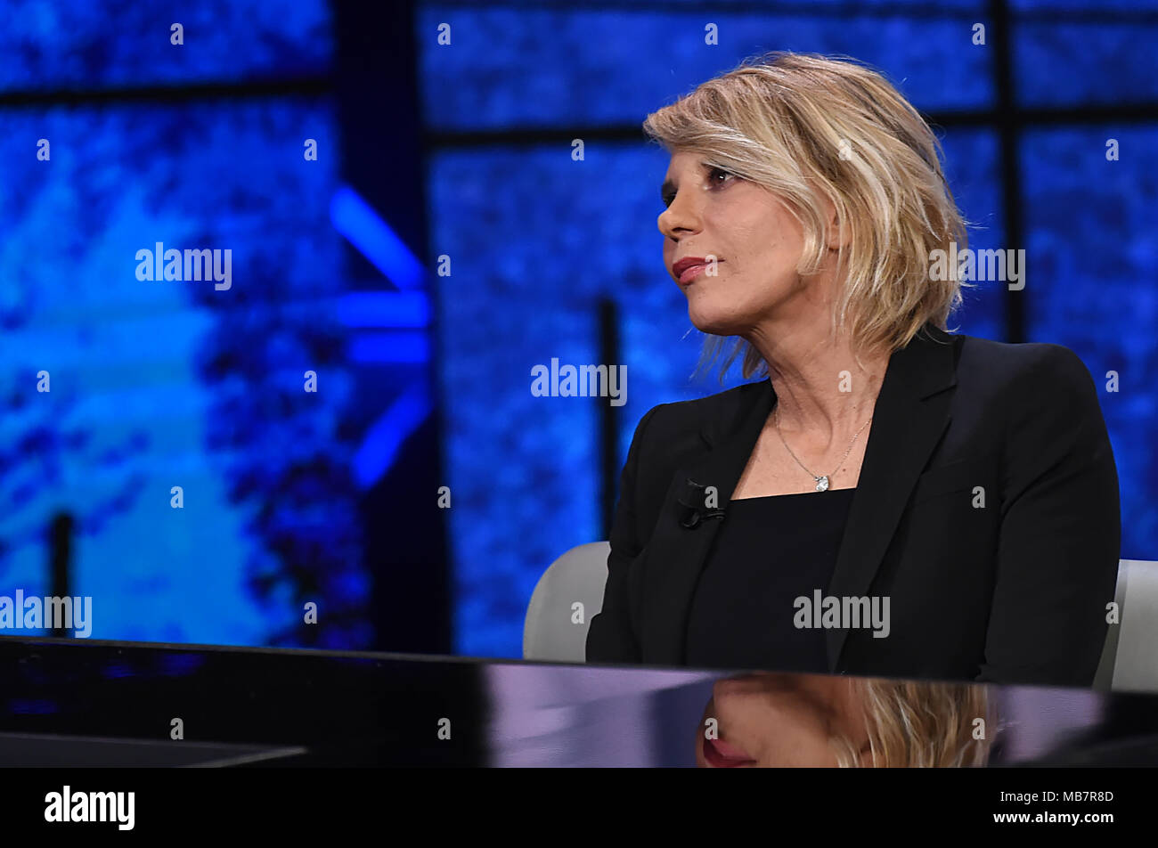 Mailand, Maria De Filippi, Journalist und Host, zu Gast bei der Fernsehsendung Che Tempo che fa. 08/04/2018, Mailand, Italien Stockfoto