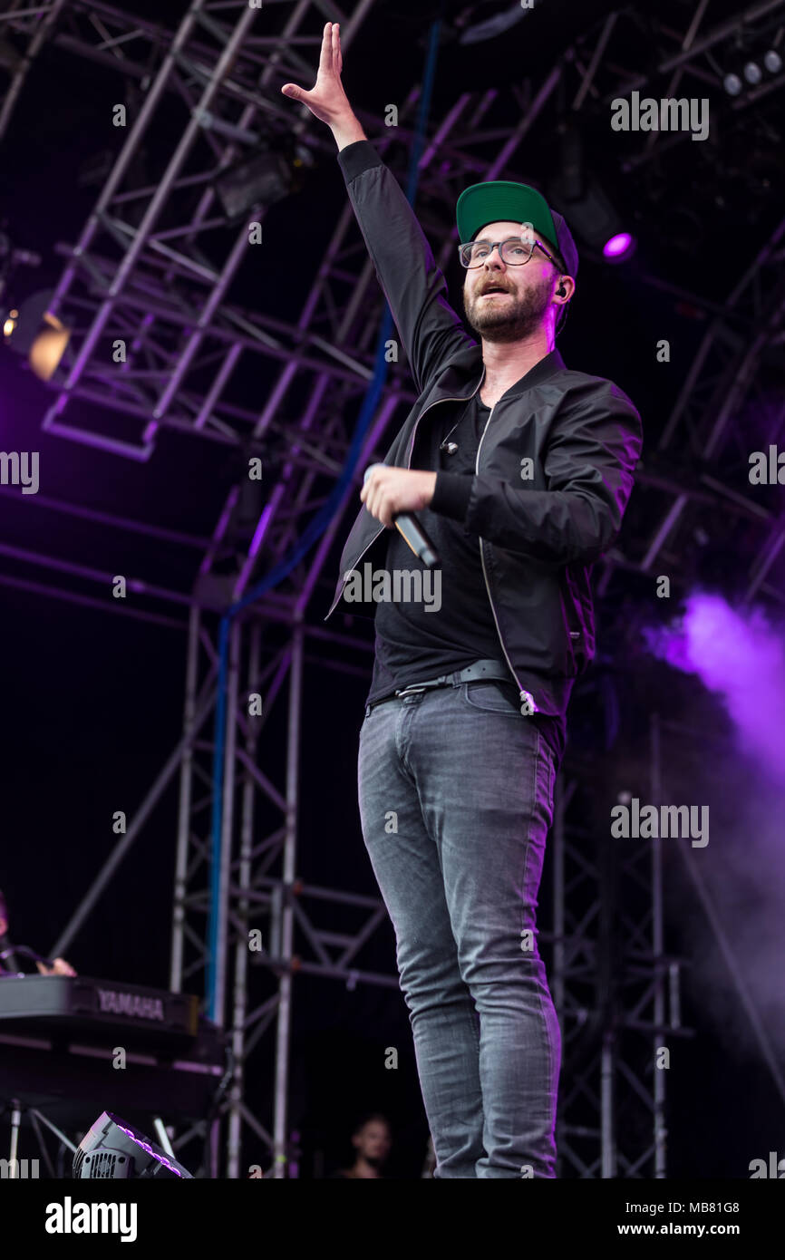 Der deutsche Sänger und Songwriter Mark Forster live auf der 27 Heitere Open Air in Zofingen, Aargau, Schweiz, Europa Stockfoto