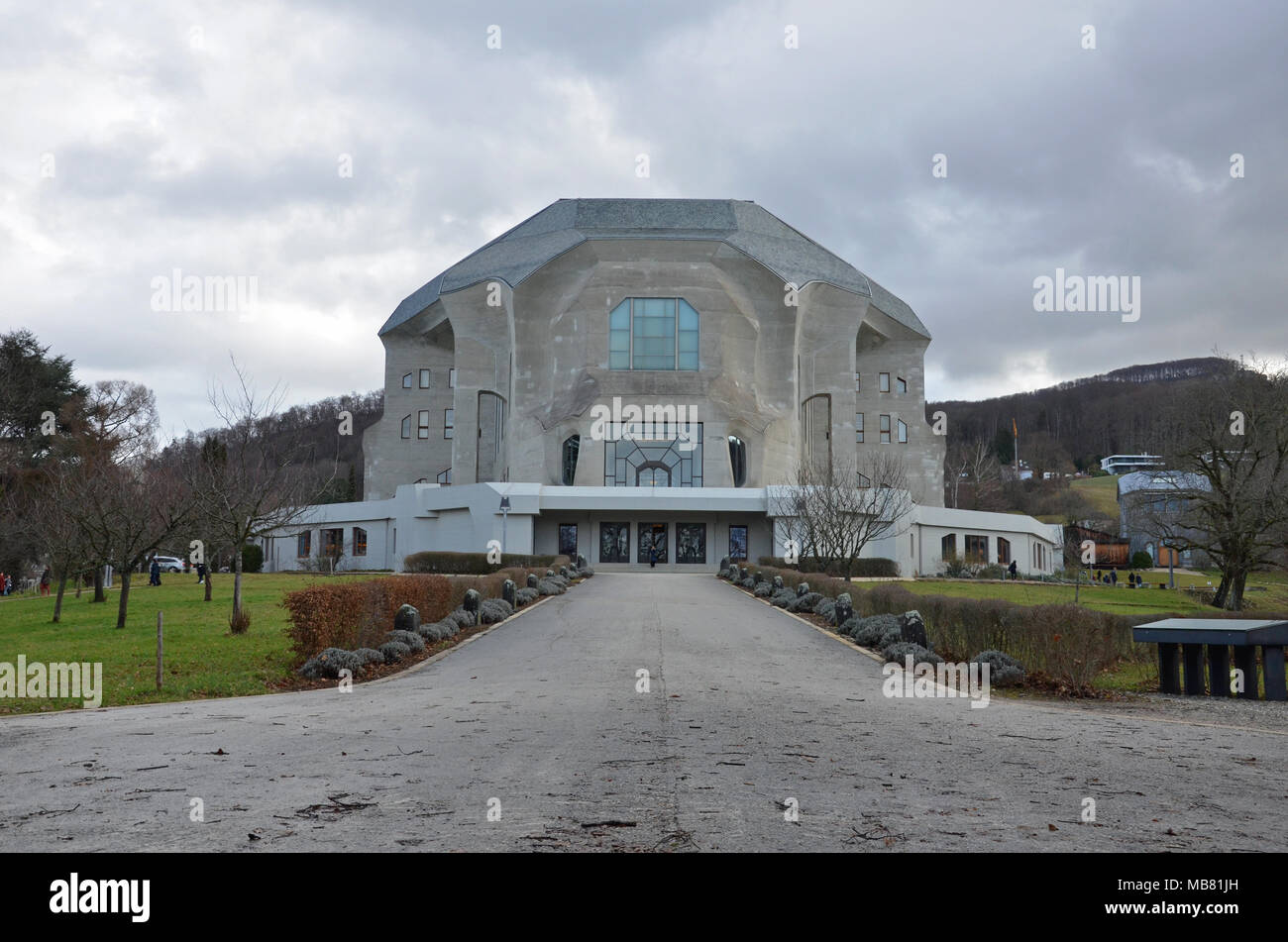 Das Goetheanum, Dornach, in der Nähe von Basel, Schweiz, Januar 2018. Von Rudolf Steiner entwickelt und ist das Zentrum für die anthroposophische Bewegung. Stockfoto