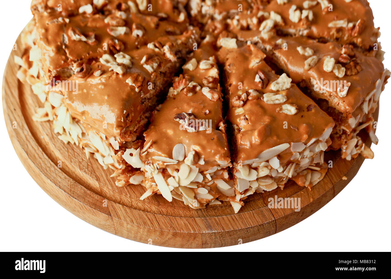 Kuchen, braune Kuchen, Schokolade, Nüsse, Nougat Stockfoto