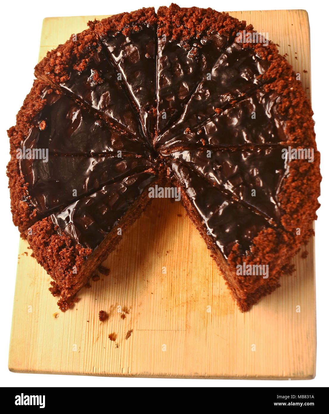 Schokolade Kuchen, Kuchen, Schokolade auf weißem Hintergrund Stockfoto