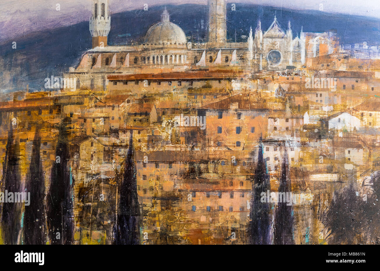 Der Dom von Florenz steht hoch über der Stadt mit seinen prächtigen Renaissance Dom, entworfen von Filippo Brunelleschi. Stockfoto