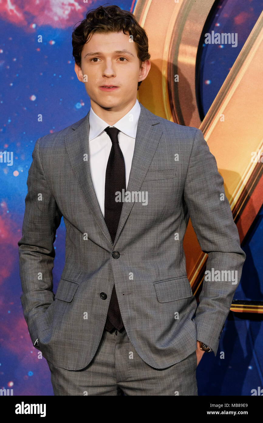 Tom Holland an Großbritannien Lüfter bei AVENGERS: infinty Krieg am Sonntag, den 8. April 2018 in London Fernsehstudios, White City, London statt. Bild: Tom Holland. Stockfoto