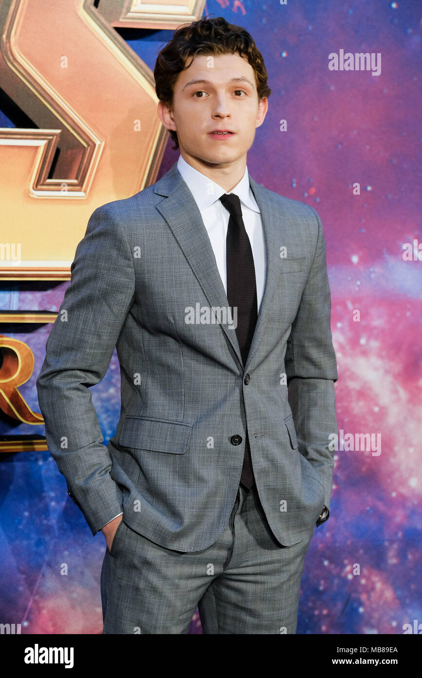Tom Holland an Großbritannien Lüfter bei AVENGERS: infinty Krieg am Sonntag, den 8. April 2018 in London Fernsehstudios, White City, London statt. Bild: Tom Holland. Stockfoto