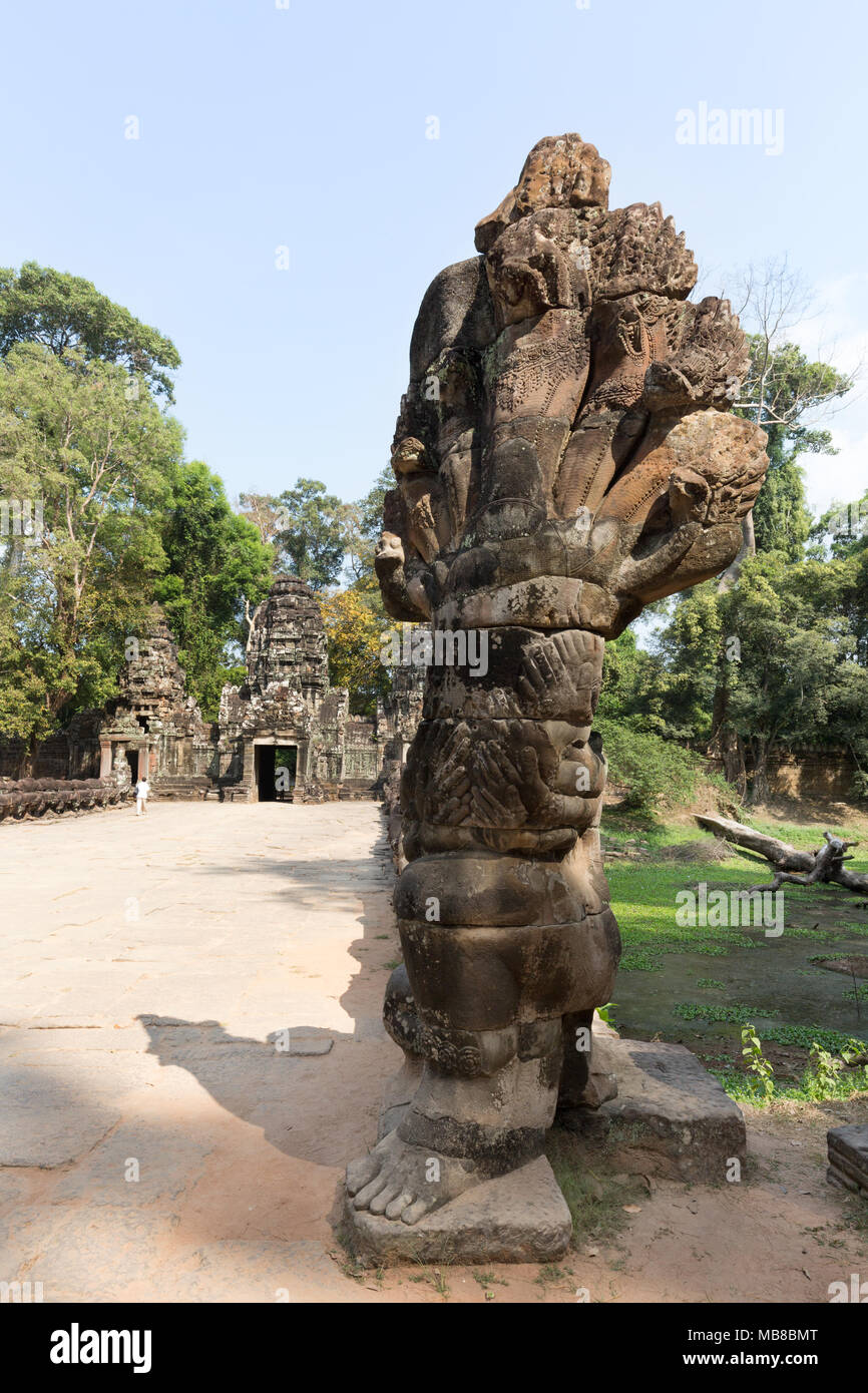 Der Eingang zum Tempel Preah Khan aus dem 12. Jahrhundert, UNESCO-Weltkulturerbe Angkor, Kambodscha Asien Stockfoto