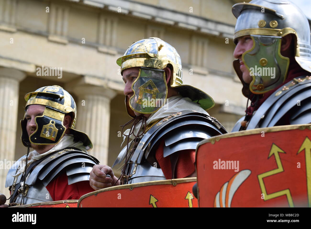 Römische Legionen das Setzen auf eine Anzeige an eboracum Festival von York Stockfoto
