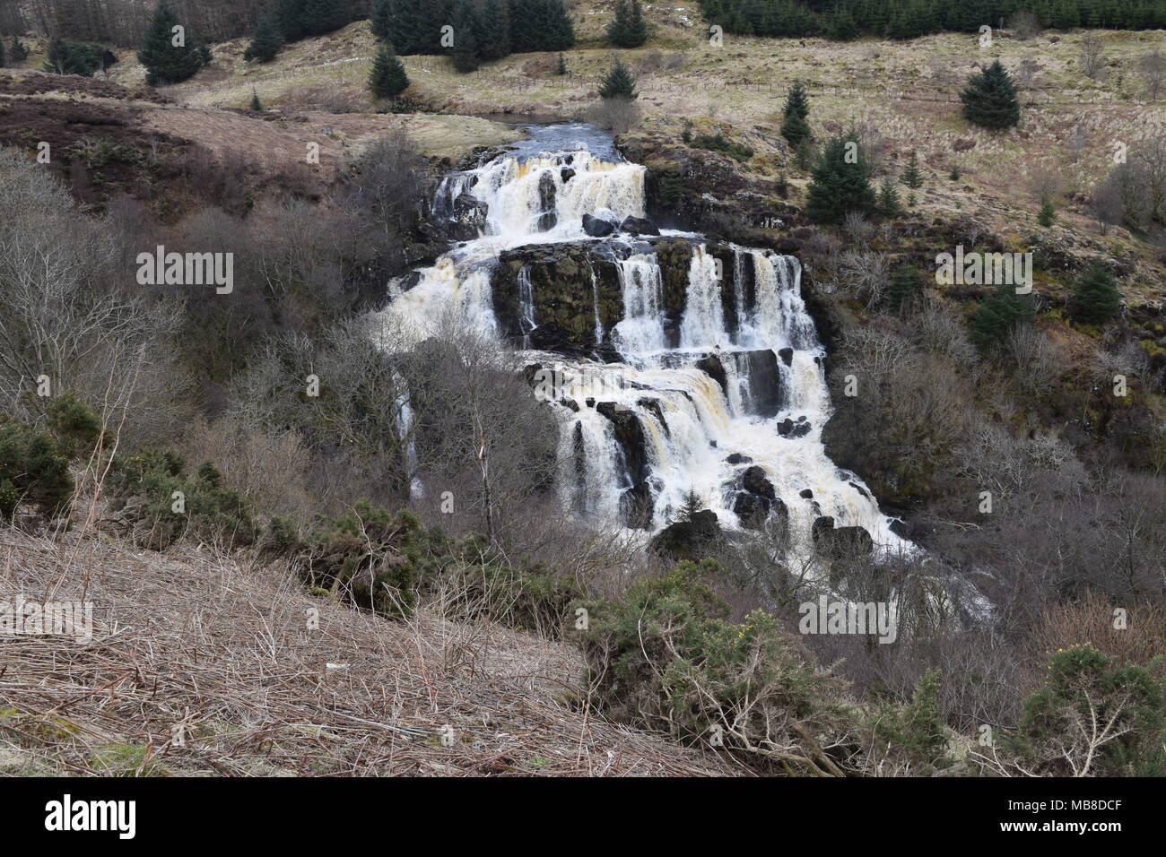 Carron Valley Reservoir Stirlingshire Schottland'' Gegenwechsel '''Scotland carron Valley'' mittelalterliche Festung "Dam" Wasserfälle campingplatz Fells". Stockfoto