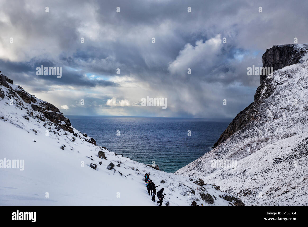 Lofoten Inseln, Norwegen, 03-11-2018, Meer, Fjord Stockfoto