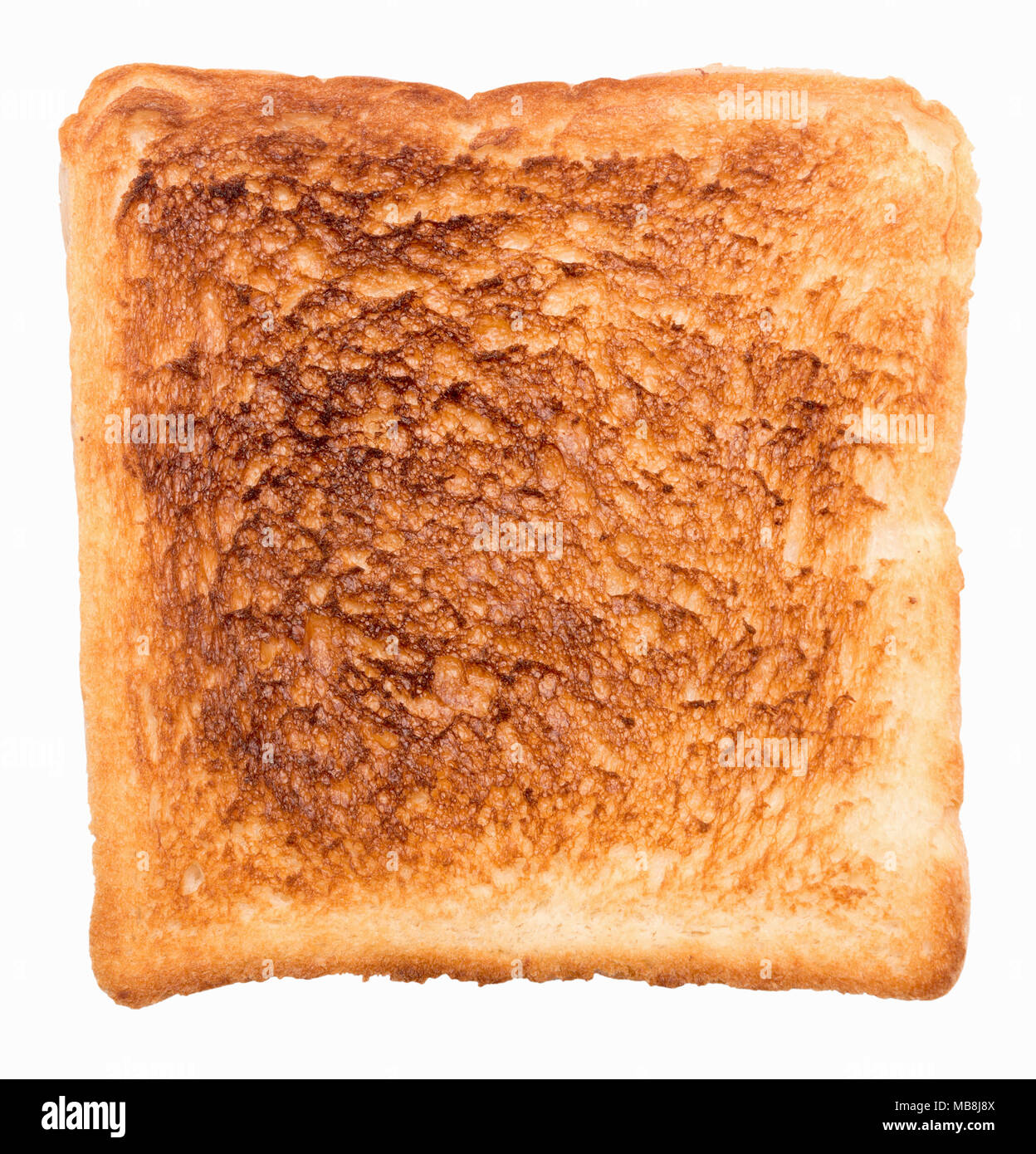 Getoastete Toastbrot auf weißem Hintergrund Stockfoto