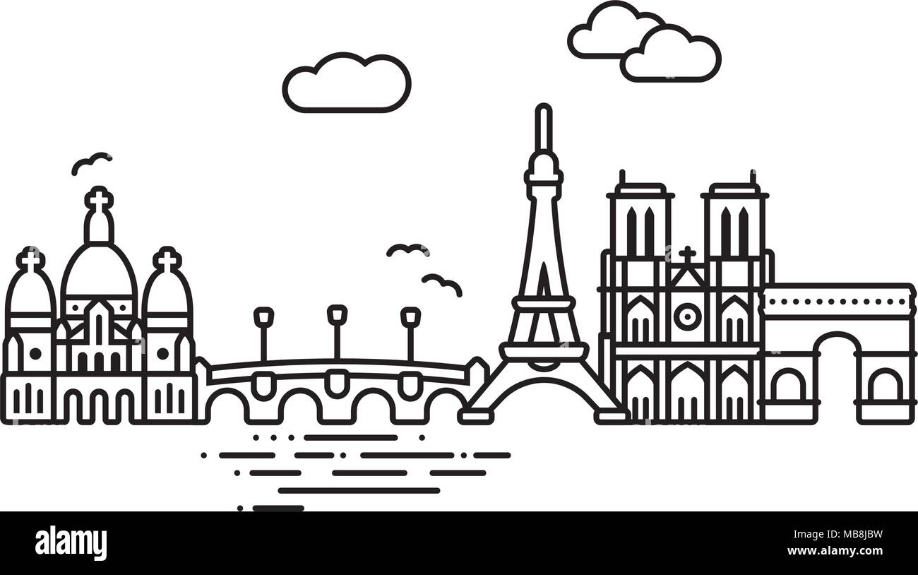 Symbol Leitung Stil die Stadt Paris Vector Illustration Stock Vektor