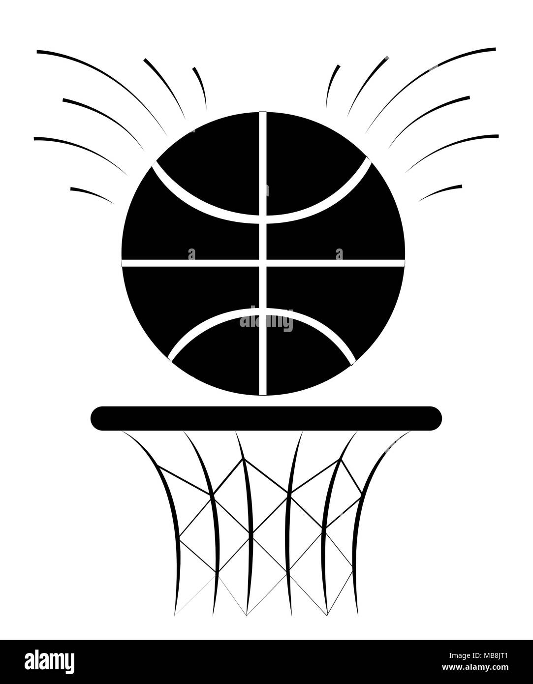 Schwarze Silhouette. Basketballkorb und Ball. Vector Illustration auf weißem Hintergrund. Webseite und mobile App Design. Stock Vektor