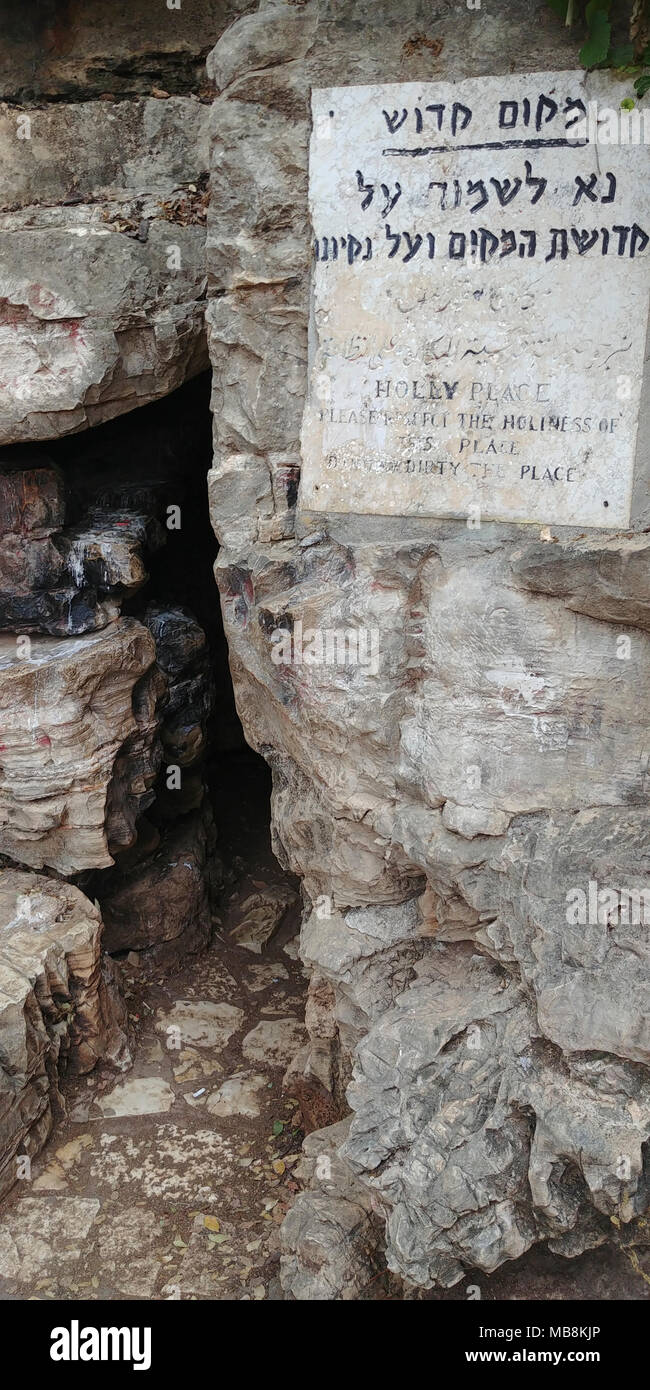 Israel, Oberes Galiläa, die Drusen Dorf Peki'in, der Legende nach in dieser Höhle Rabbi Shimon Bar Yohai (Rashbi) hid während der römischen Herrschaft Stockfoto