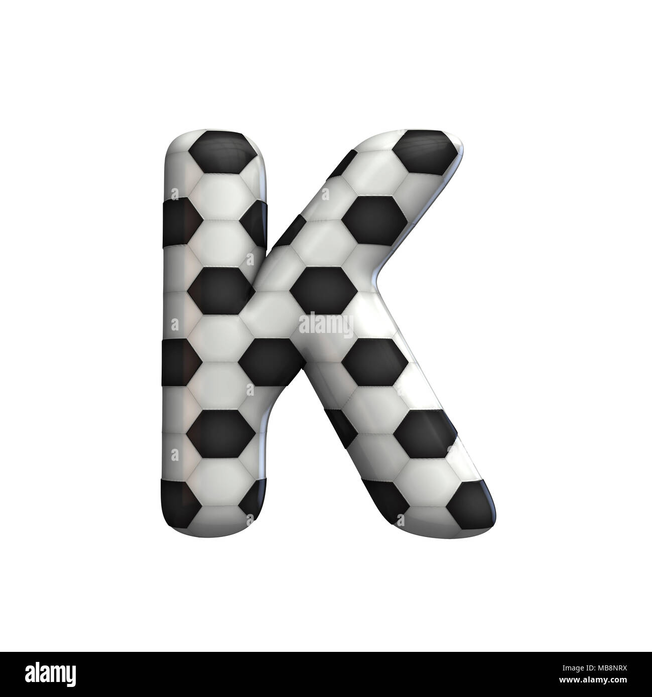 Fußball Textur Großbuchstabe K 3D-Rendering Stockfoto