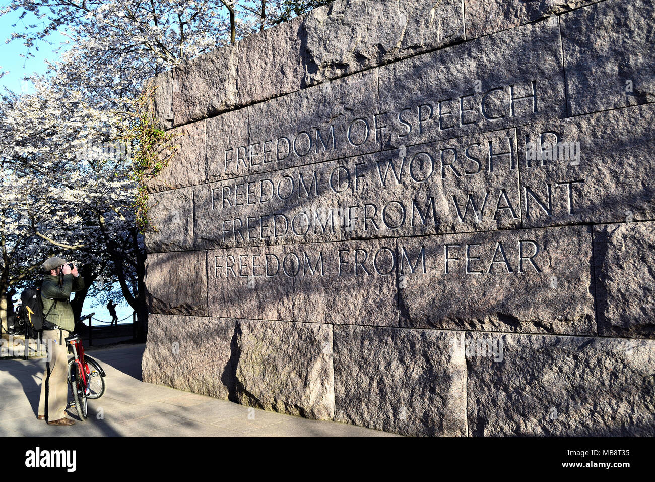 Der Anspruch der Amerikaner zu vier Freiheiten, Franklin D. Roosevelt Memorial, Washington DC Stockfoto