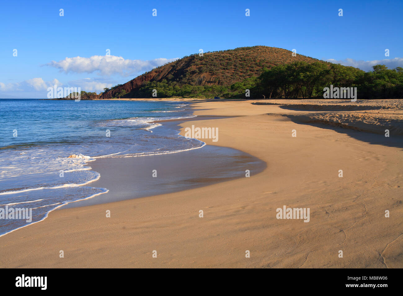 Morgen am grossen Strand, Makena, Maui, Hawaii. Stockfoto