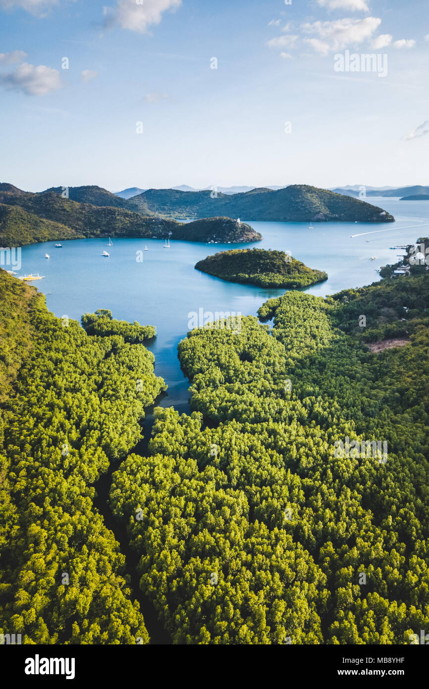 Philippinen: Luftaufnahmen von Coron Bay und die Inseln mit einer Drohne getroffen. Foto: Alessandro Bosio Stockfoto