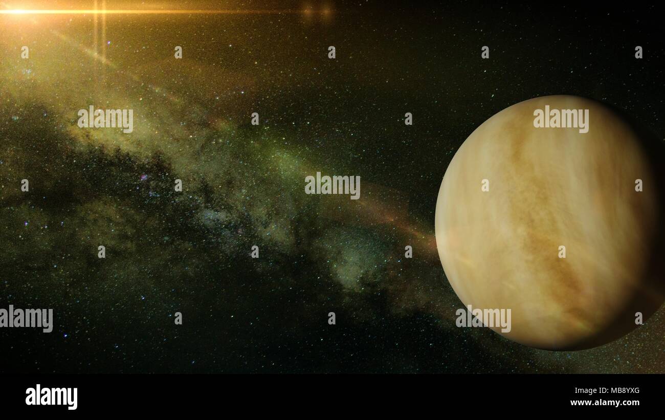Die Wolke bedeckte Planet Venus Gleichheit der Milchstraße Stockfoto