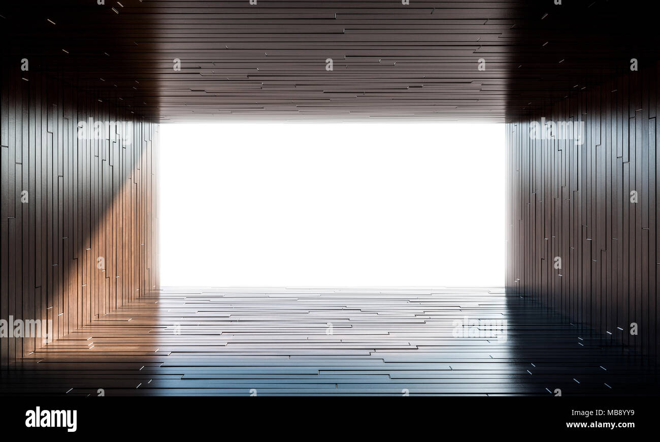 Zusammenfassung Zimmer mit Parkettboden und Wall 3D Rendering image Stockfoto