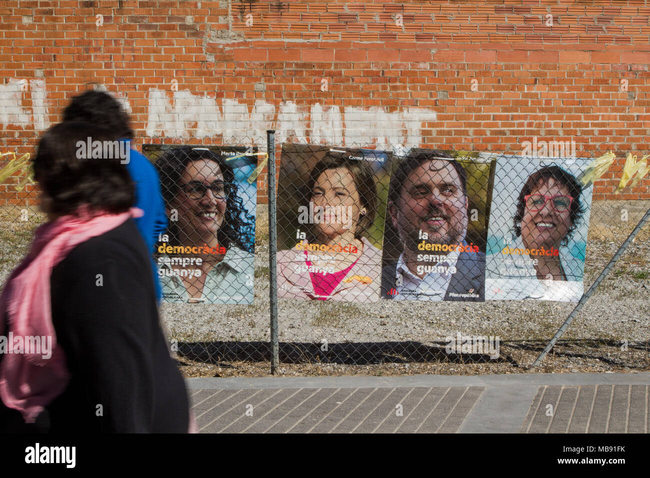 Plakate der politischen Gefangenen in Katalonien Stockfoto