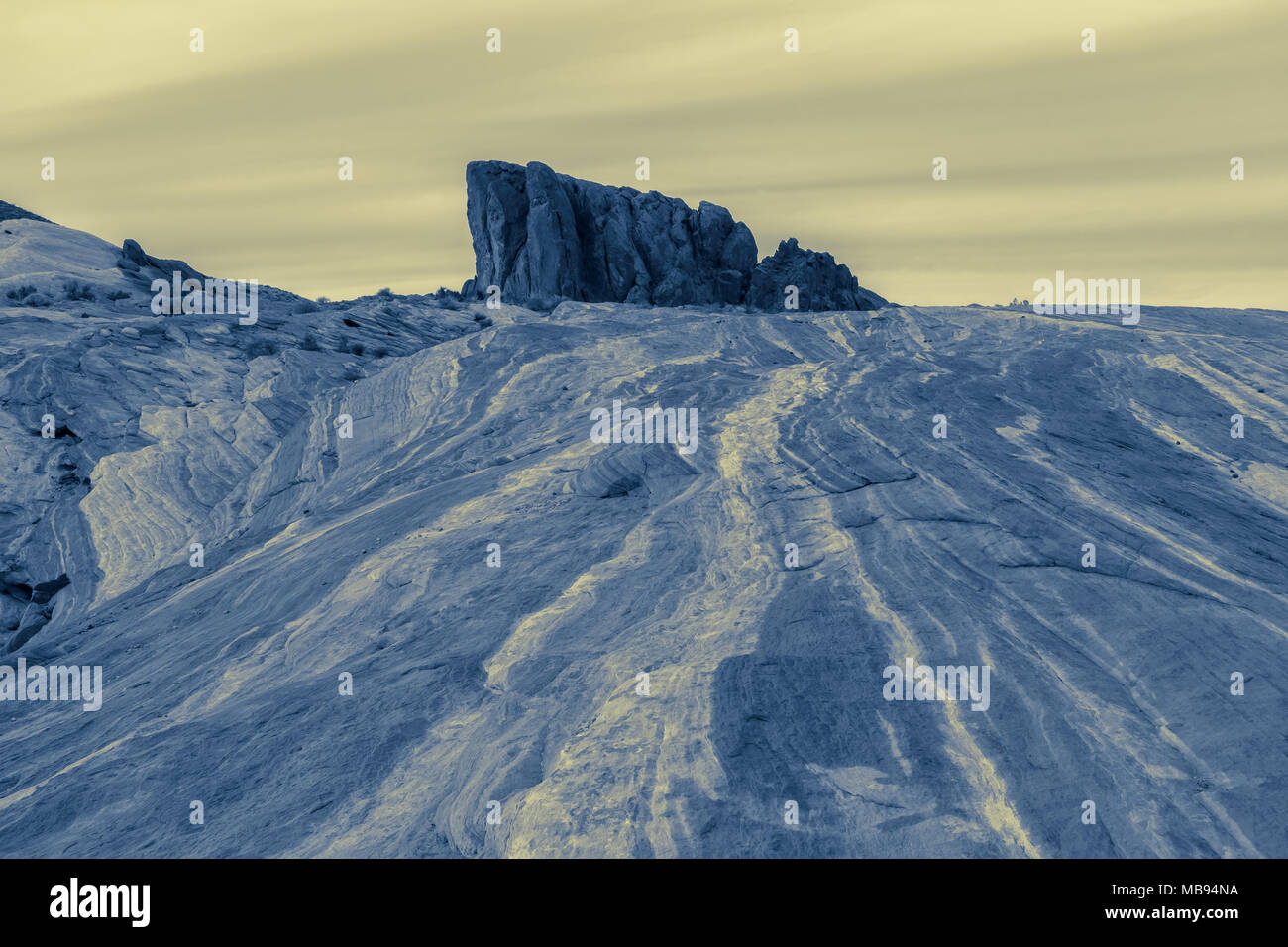 Einzigartige Muster und Texturen von felsformationen an der Wellen Rock im Valley of Fire State Park, Nevada, United States. Stockfoto
