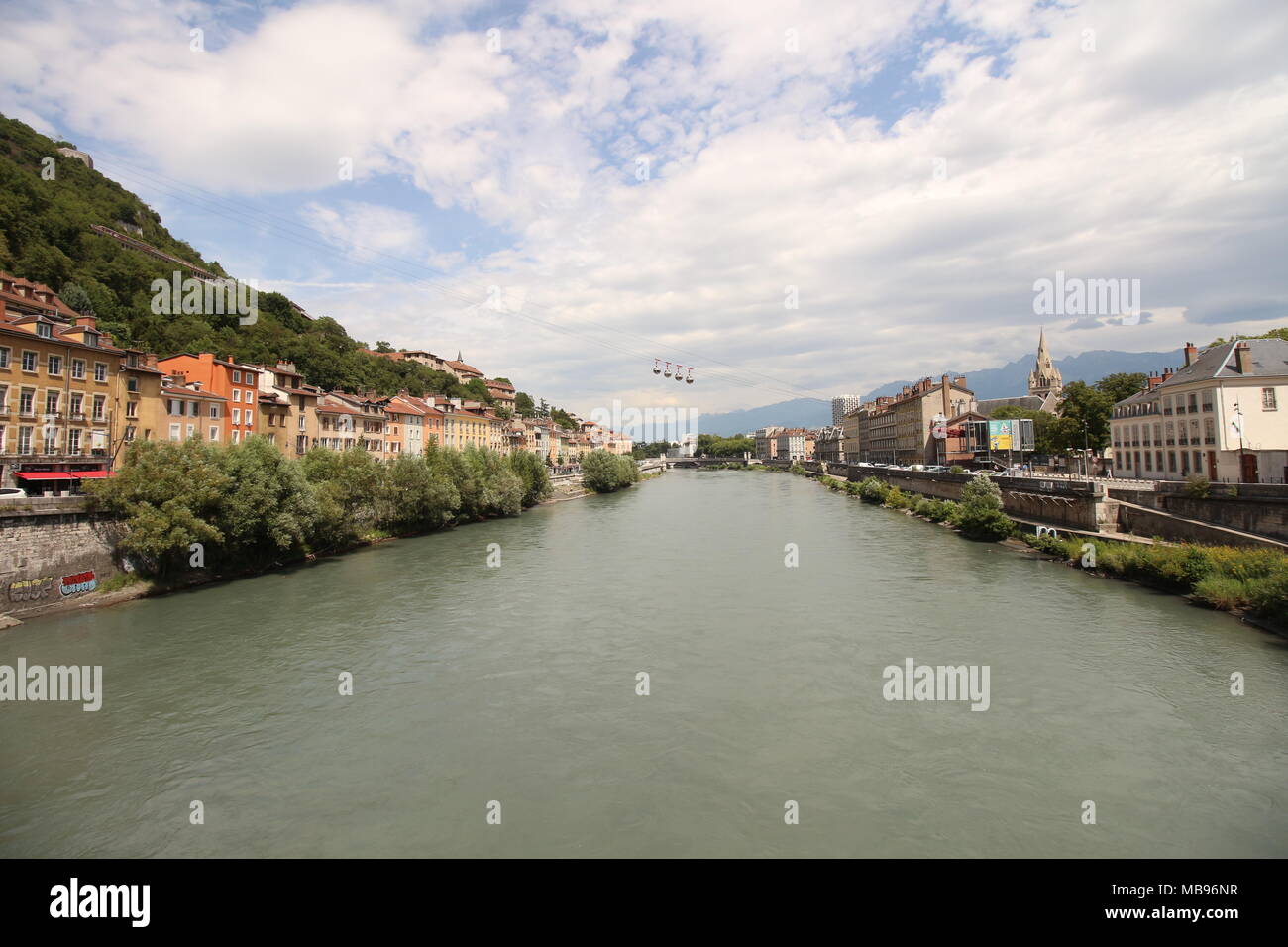 Ein Blick auf die Seilbahn in Grenoble, Frankreich Stockfoto