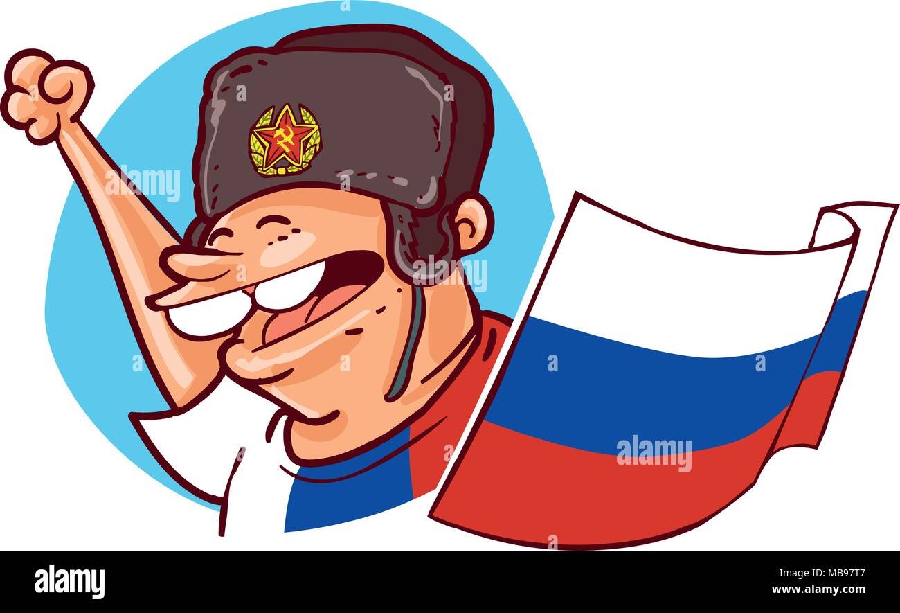 Fifa WM 2018 Russland russische Fußball fan Unterstützer mit National Flagge Stock Vektor