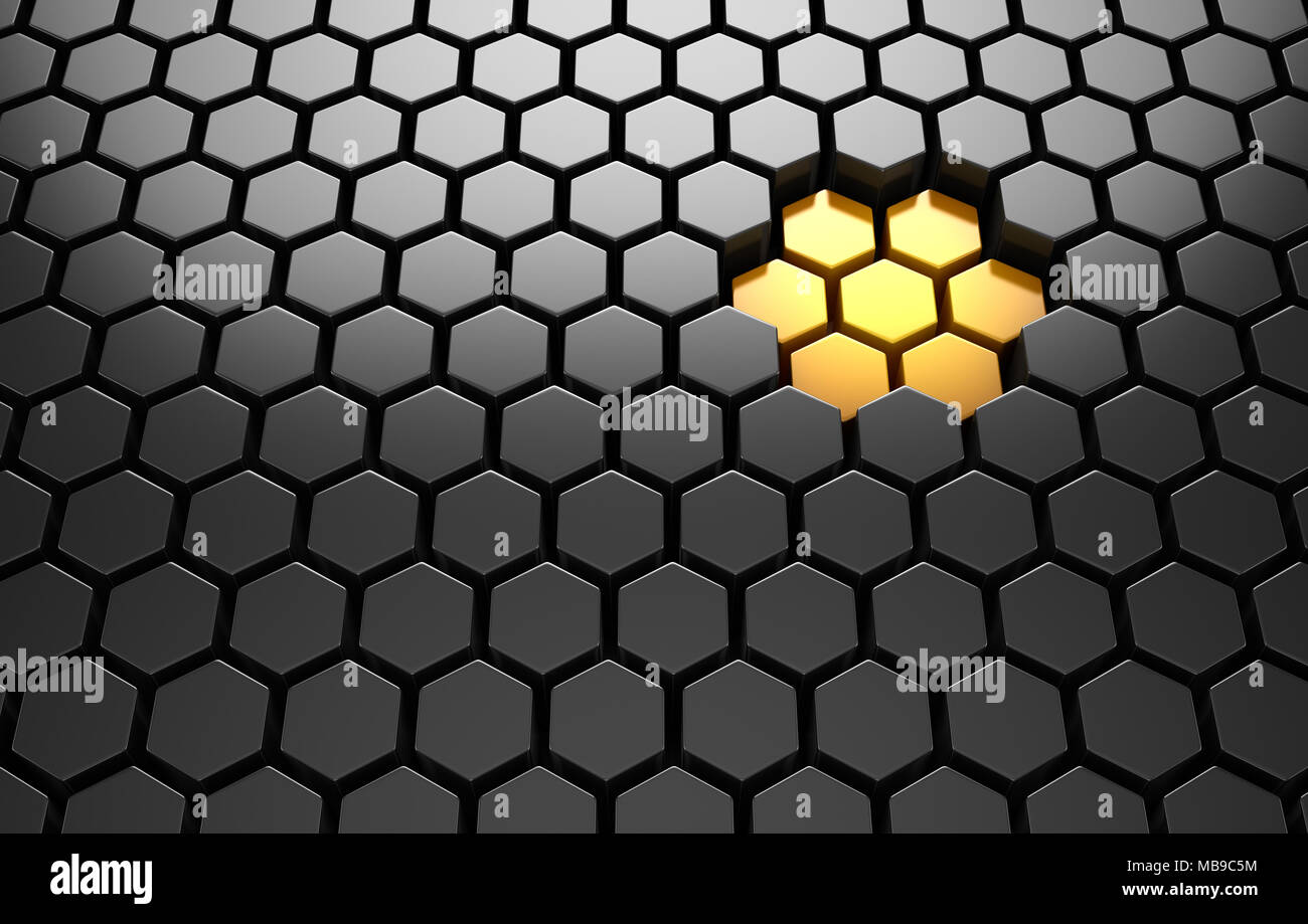 Abstrakte Hexagon Hintergrund, Dies ist eine 3D-gerenderte Computer generierten Bildes. Auf weiß isoliert. Stockfoto
