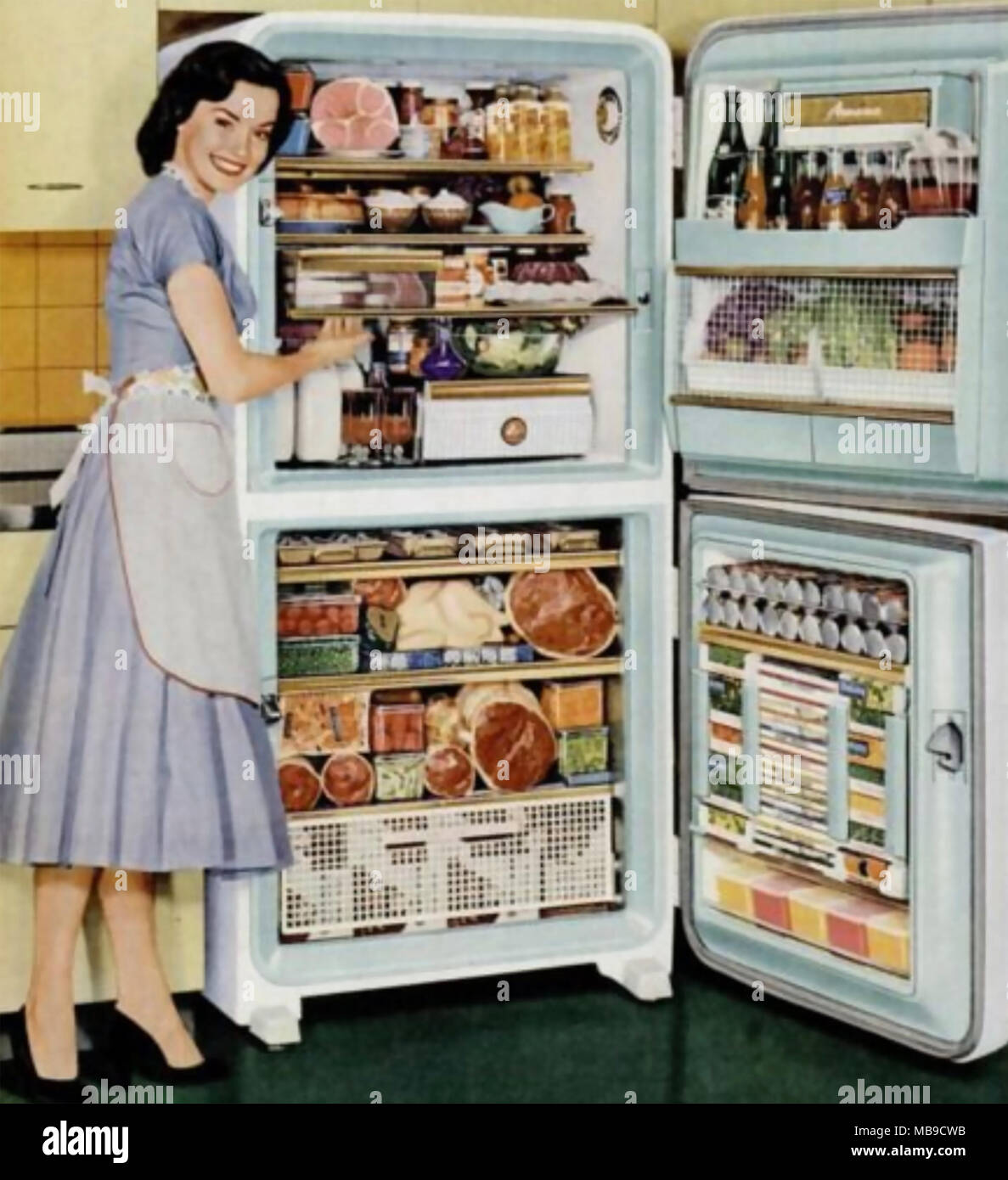 Amerikanischer Kühlschrank WERBUNG, um 1950 Stockfotografie - Alamy