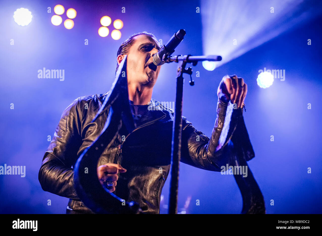 Norwegen, Oslo - 31. März 2018. Der norwegischen Black Metal Band Satyricon führt ein Live Konzert am Rockefeller während der norwegischen Metal Festival Metal Inferno Festival 2018 in Oslo. Hier Sänger Satyr gesehen wird live auf der Bühne. (Foto: Gonzales Foto - Terje Dokken). Stockfoto