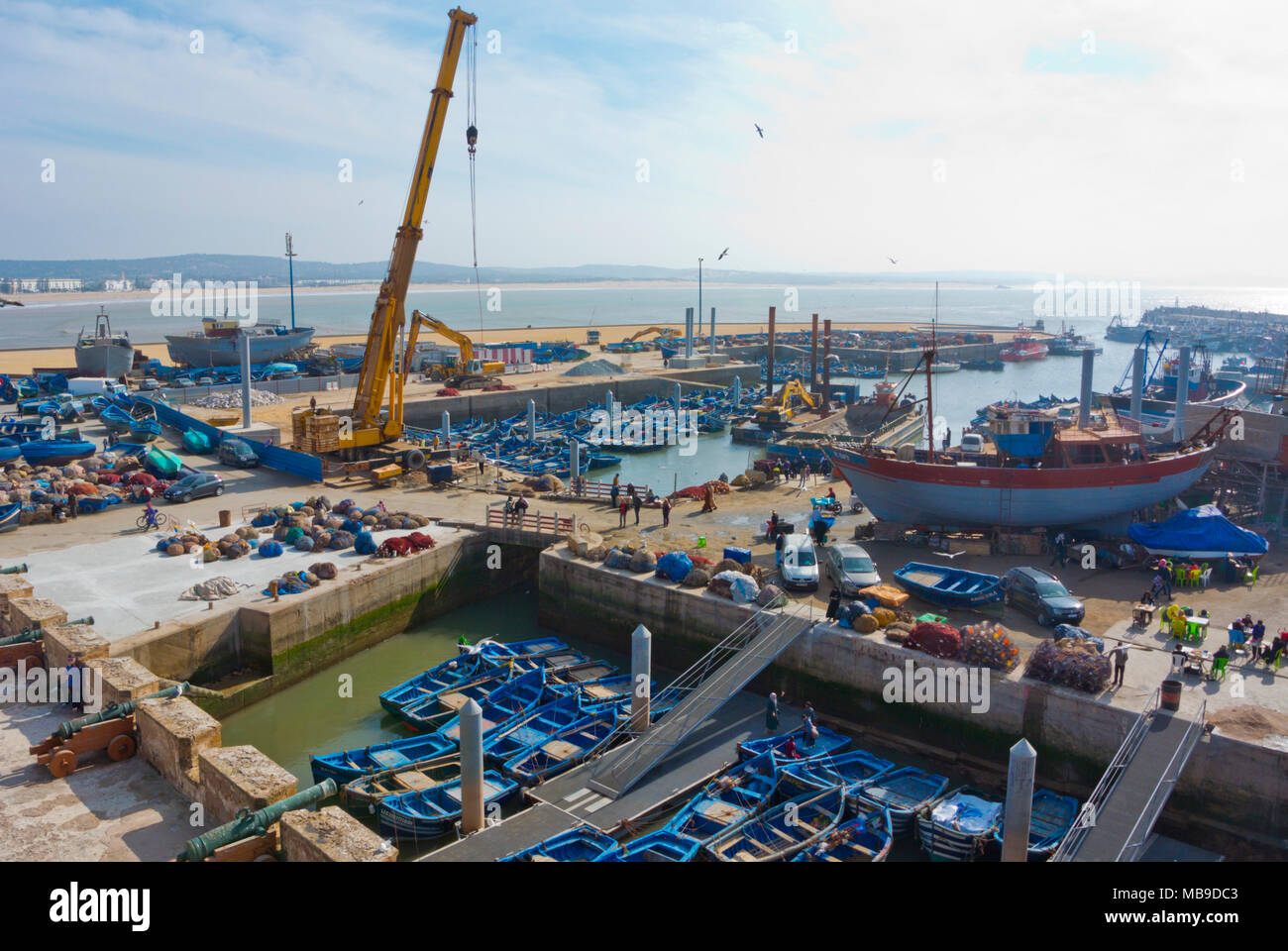 Hafen, Essaouira, Marokko, Nordafrika Stockfoto