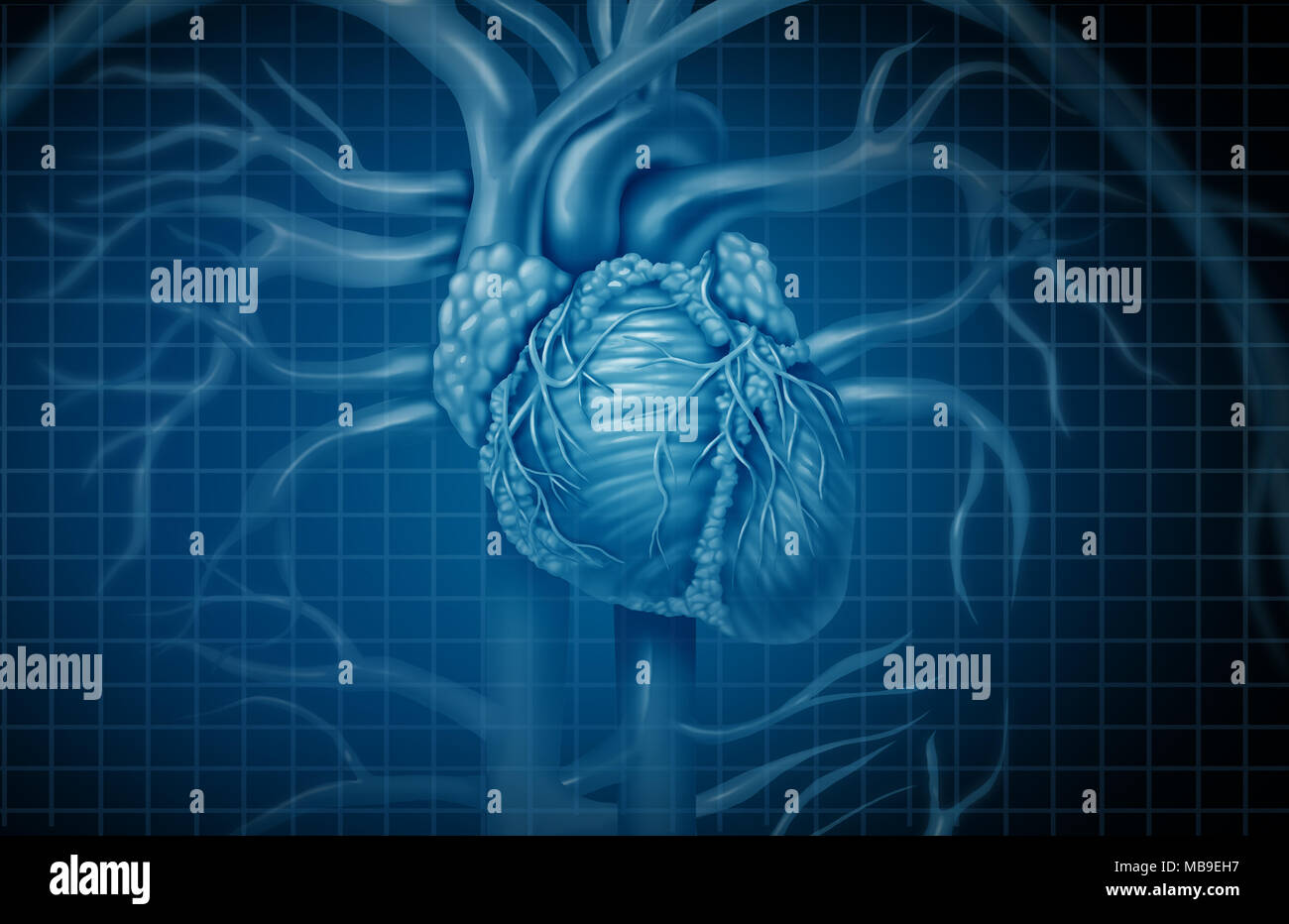 Menschliche Herz Hintergrund und Herz-kreislauf-verkehr Konzept wie Blut, Kreislauf und Herz Symbol und Kardiologie Symbol. Stockfoto