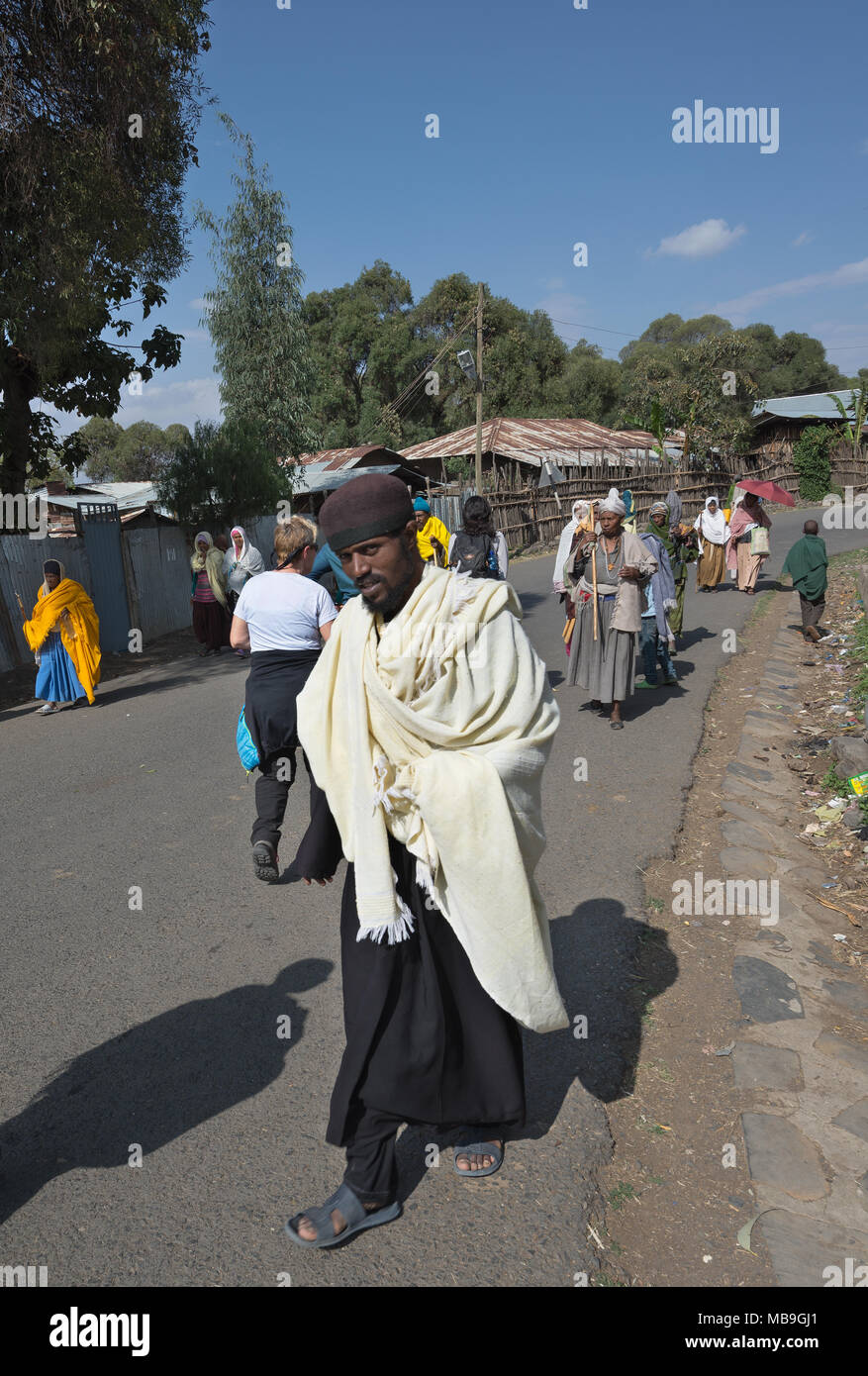 Auf der Straße, Debre Libanos, Äthiopien Stockfoto