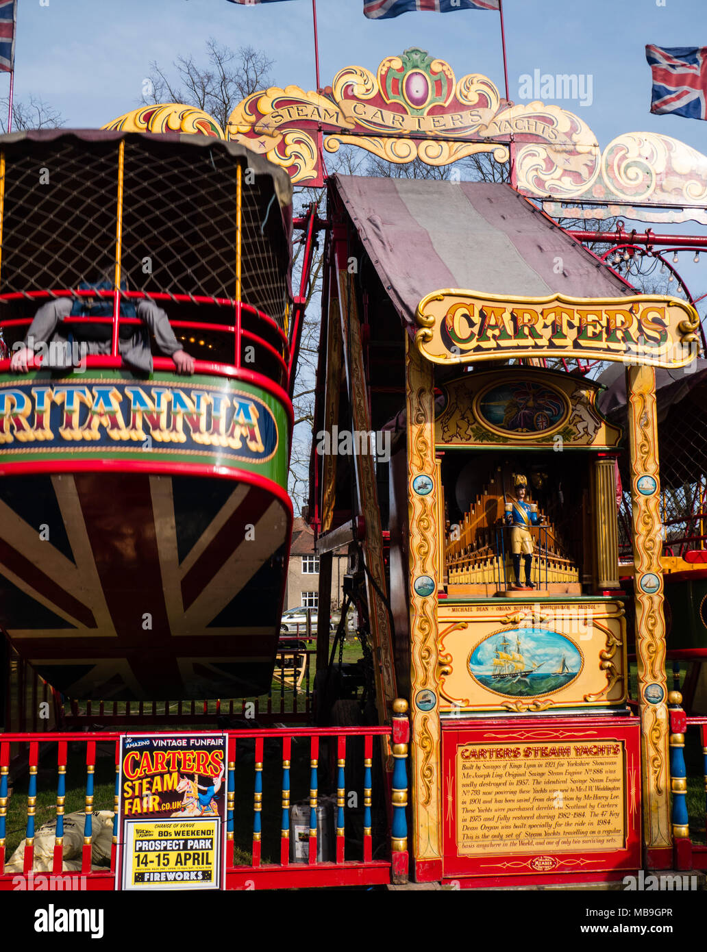 Dampf Yachten, Carters Steam Fair, Prospect Park, Tilehurst, Reading, Berkshire, England, GB, UK. Stockfoto