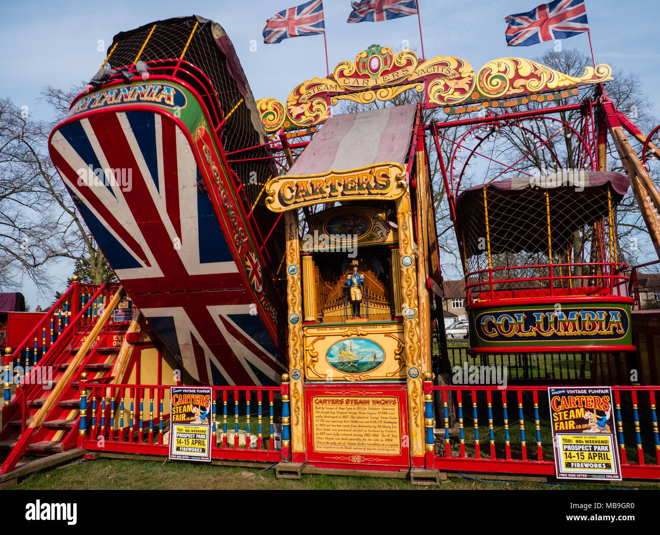 Dampf Yachten, Carters Steam Fair, Prospect Park, Tilehurst, Reading, Berkshire, England, GB, UK. Stockfoto