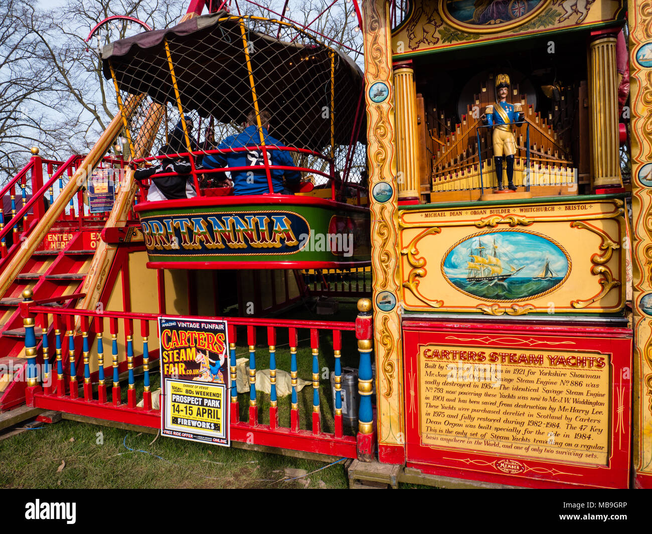 Dampf Yachten, Carters Steam Fair, Prospect Park, Tilehurst, Reading, Berkshire, England, GB, UK. Stockfoto