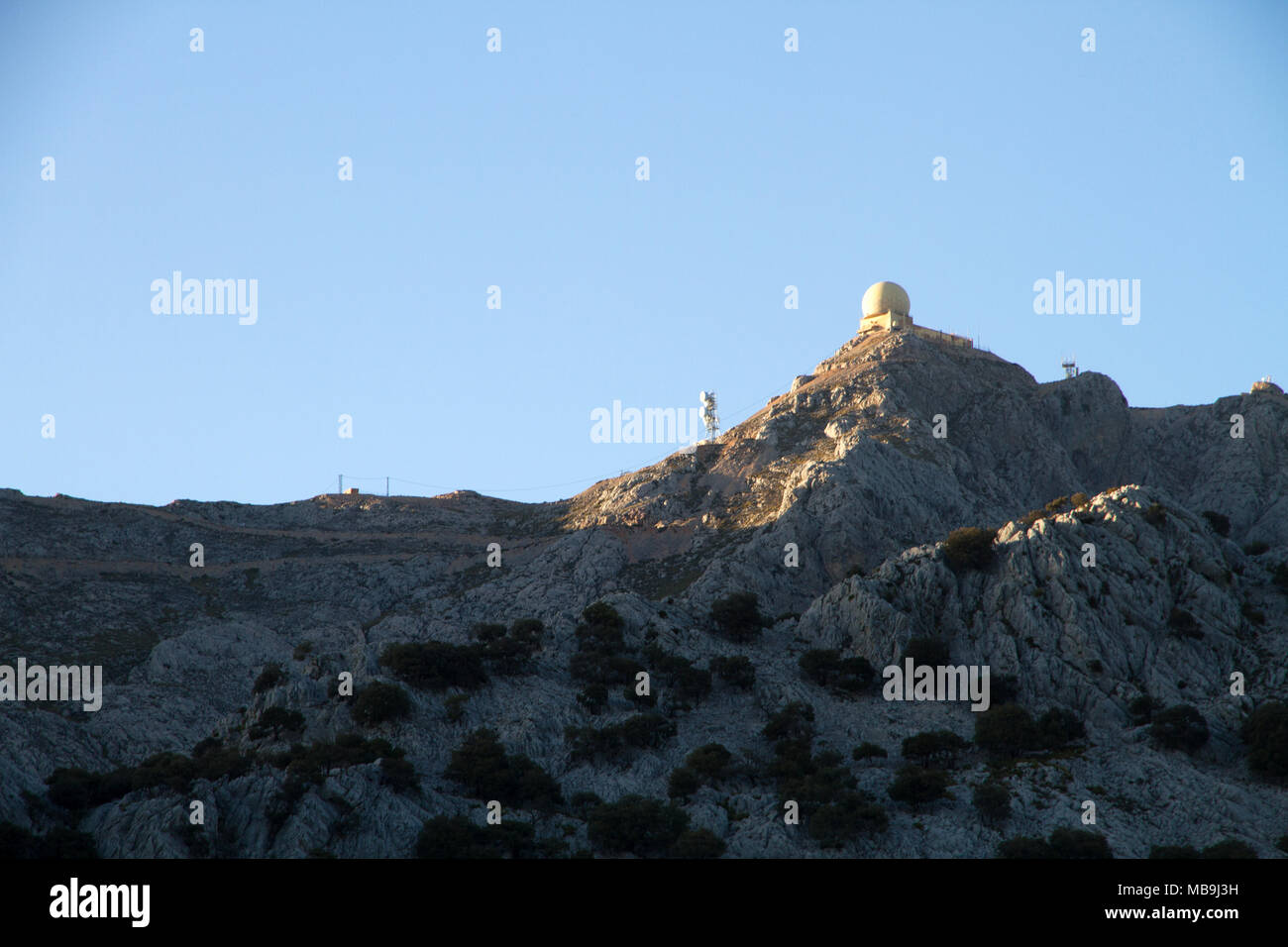 Der Puig Mayor höchster Berg auf Mallorca, 1445 m, Radar Station, Mallorca, Serra Tramuntana Spanien, Stockfoto