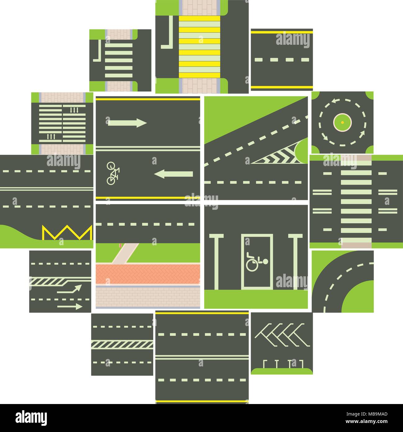 Road marking junction Stock-Vektorgrafiken kaufen - Alamy