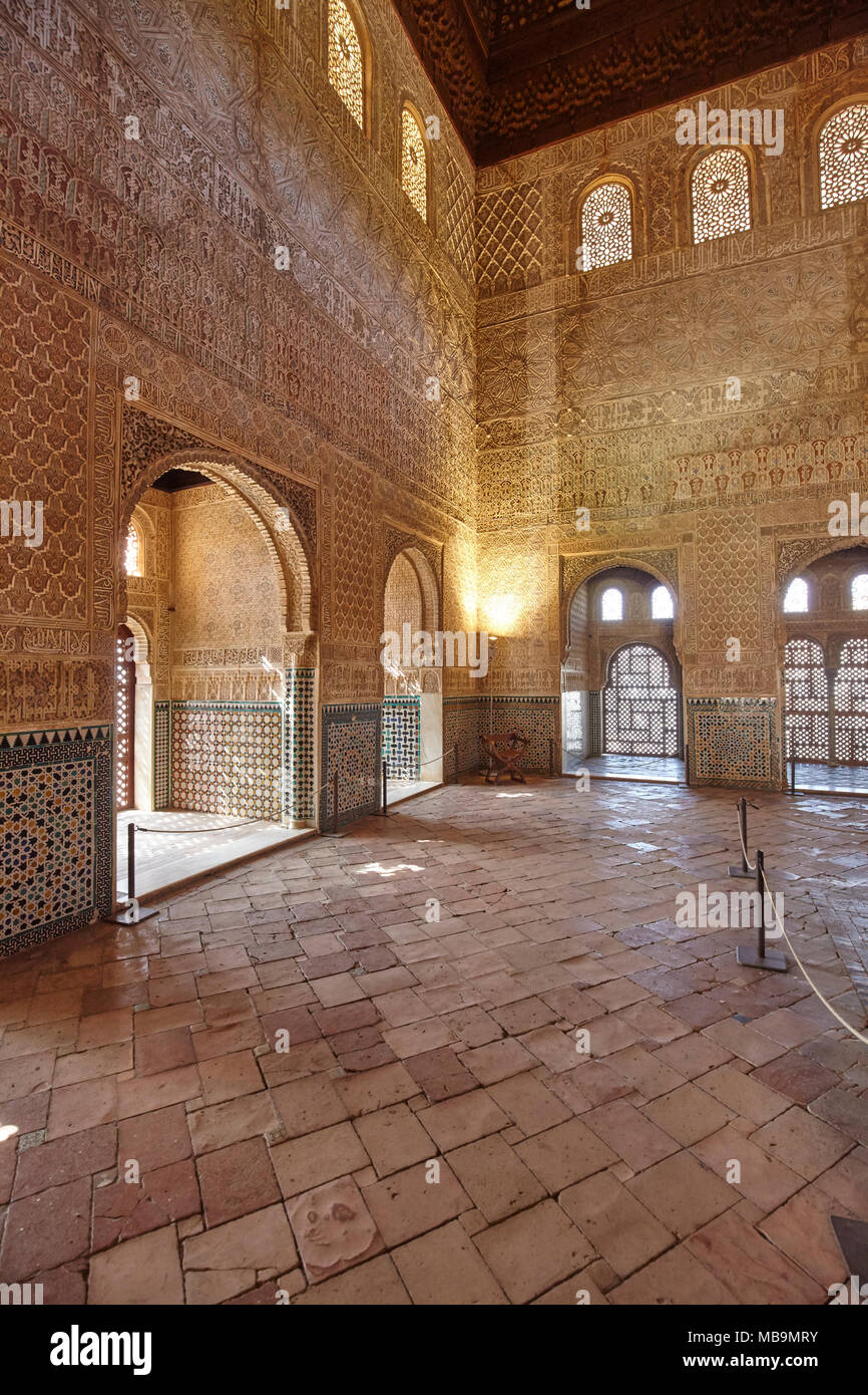 Halle der Botschafter in der Nasriden Palast, Alhambra, Granada, Andalusien, Spanien Stockfoto