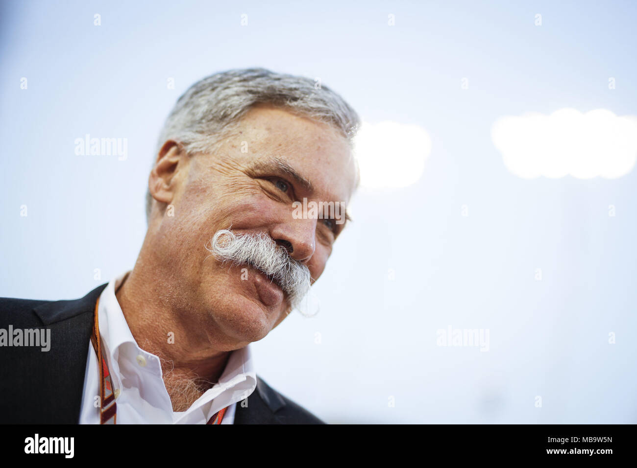 Sakhir, Bahrain. 08 Apr, 2018. CAREY Chase (USA), Vorsitzender und CEO der Formel 1 Gruppe Nebel, Porträt während 2018 Formel 1 FIA-Weltmeisterschaft, Bahrain Grand Prix | Verwendung der weltweiten Kredit: dpa/Alamy leben Nachrichten Stockfoto