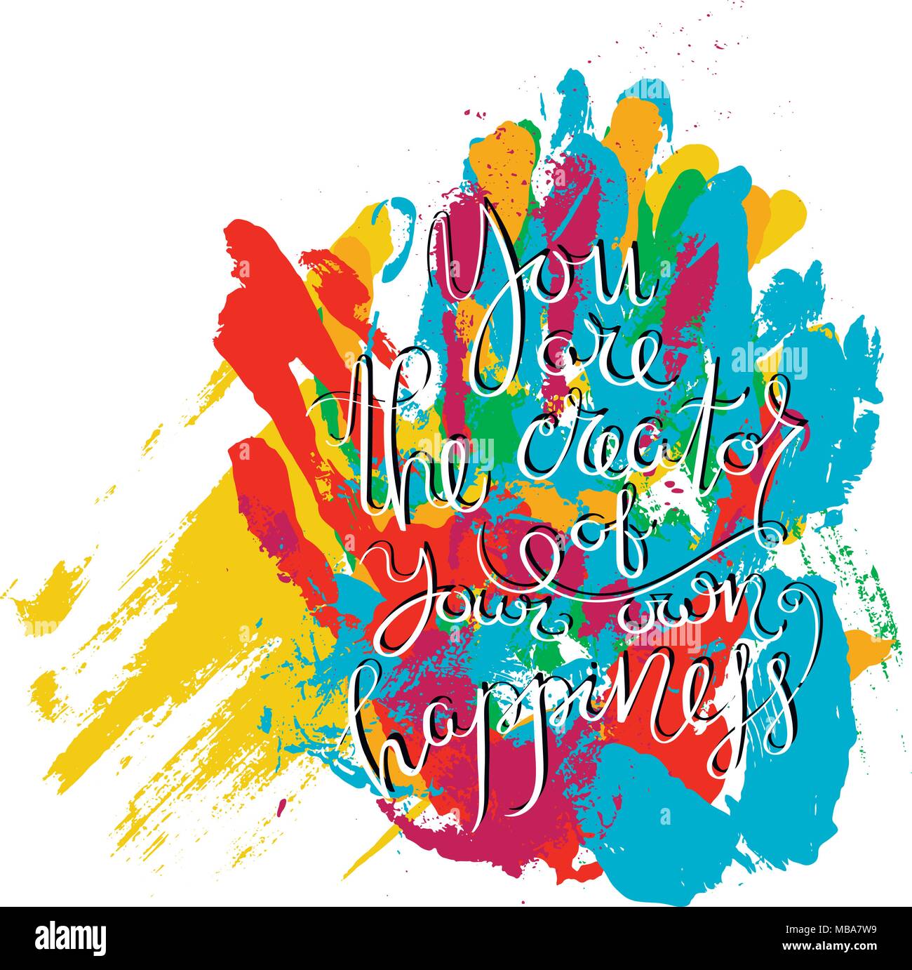 Sie sind der Schöpfer Ihres eigenen Glücks. Hand gezeichnet motivation Zitat. Kreative vektor Typografie Konzept für Design und Druck. Bereit für Karten, t Stock Vektor