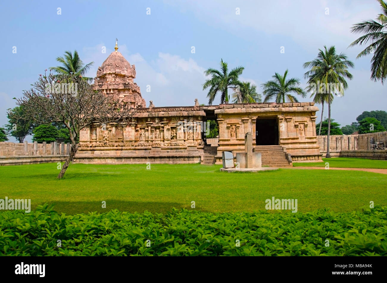 Äußere Ansicht der Gangaikondacholapuram Tempel. Thanjavur, Tamil Nadu, Indien. Shiva Tempel hat den größten Lingam in Südindien. Tt wurde Hauptstadt des Stockfoto