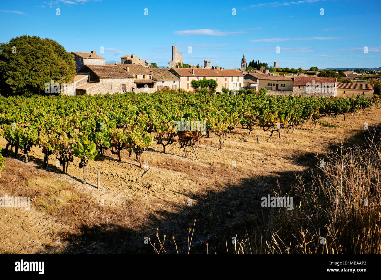 Aiguèze ist eine Gemeinde im Departement Gard in Südfrankreich. Stockfoto