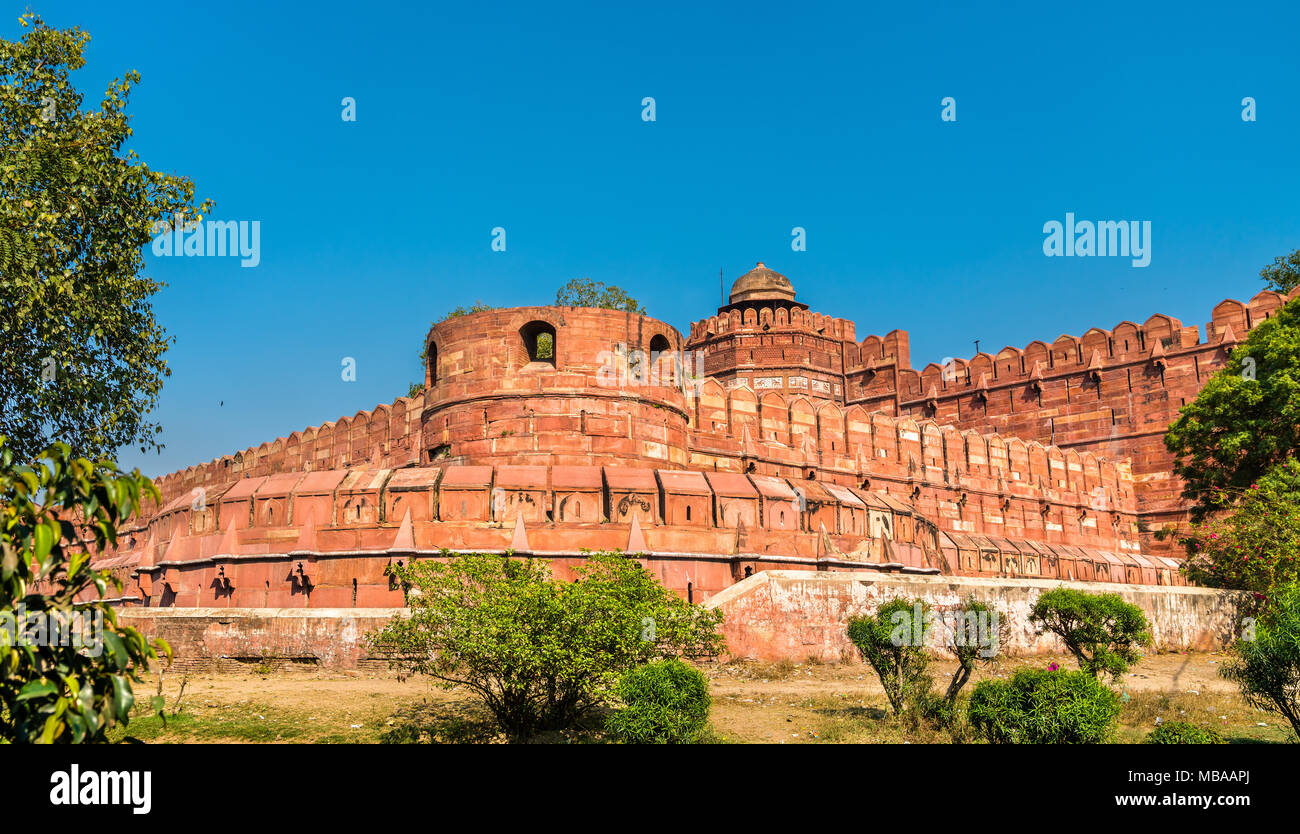 Delhi Gate des Agra Fort. UNESCO-Weltkulturerbe in Indien Stockfoto