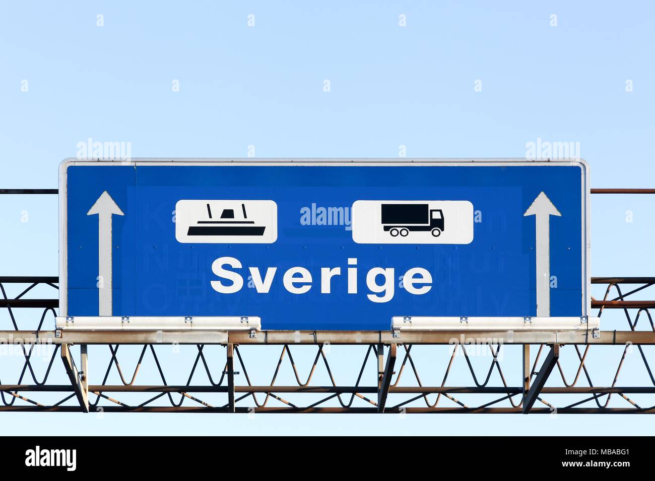 Panel und Richtung mit der Fähre nach Schweden in Dänemark Stockfoto