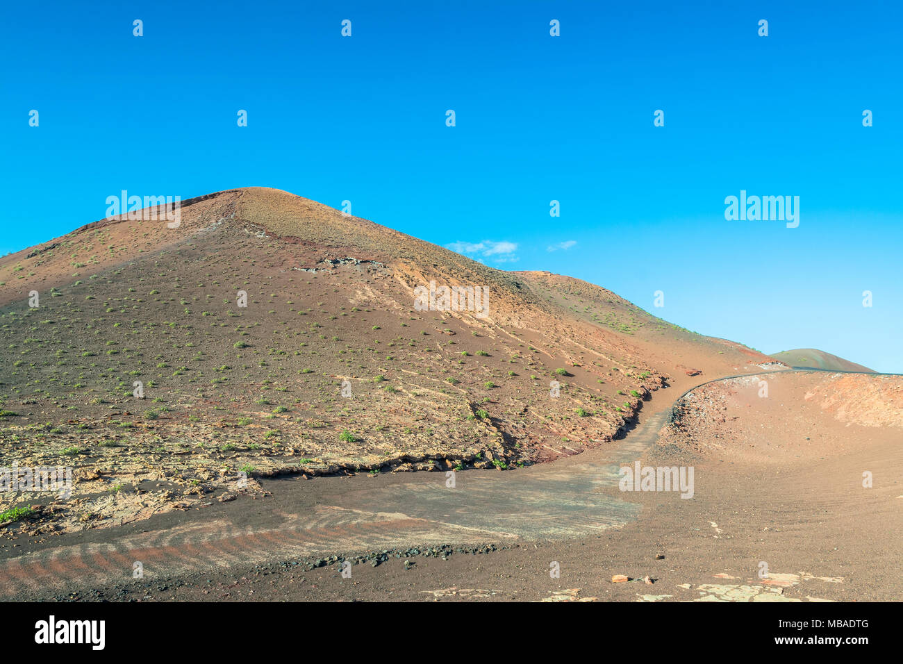 Vulkanlandschaft im Nationalpark Timanfaya. Lanzarote, Kanarische Inseln. Spanien Stockfoto